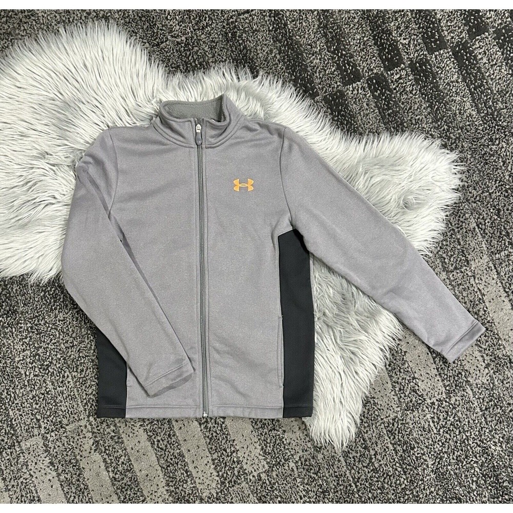 Under Armour Youth Cold Gear Zip-Up Jacket Size‎ Large With Orange Detailings